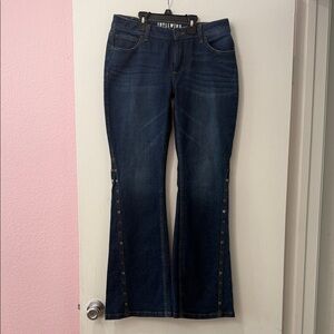 Idyllwind Dark Blue Flare Jeans with Side Studs